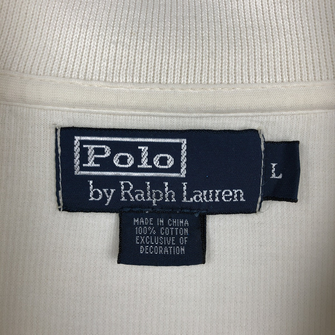 Ralph Lauren POLO by Ralph Lauren Half-Zip Sweatshirt, Men's Size L cotton pale white type Vintage Second Hand