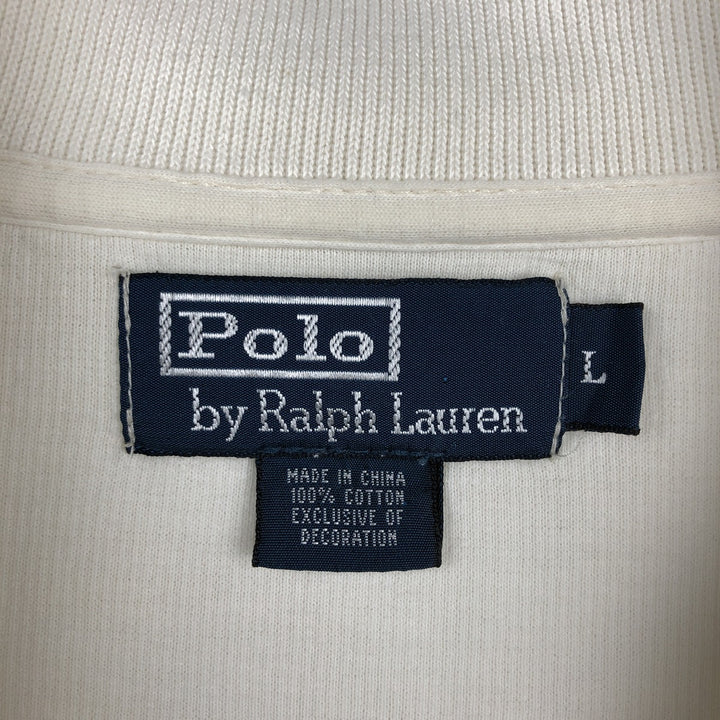 Ralph Lauren POLO by Ralph Lauren Half-Zip Sweatshirt, Men's Size L cotton pale white type Vintage Second Hand