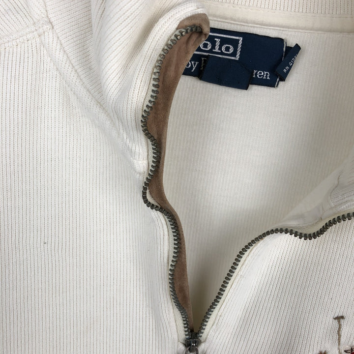 Ralph Lauren POLO by Ralph Lauren Half-Zip Sweatshirt, Men's Size L cotton pale white type Vintage Second Hand