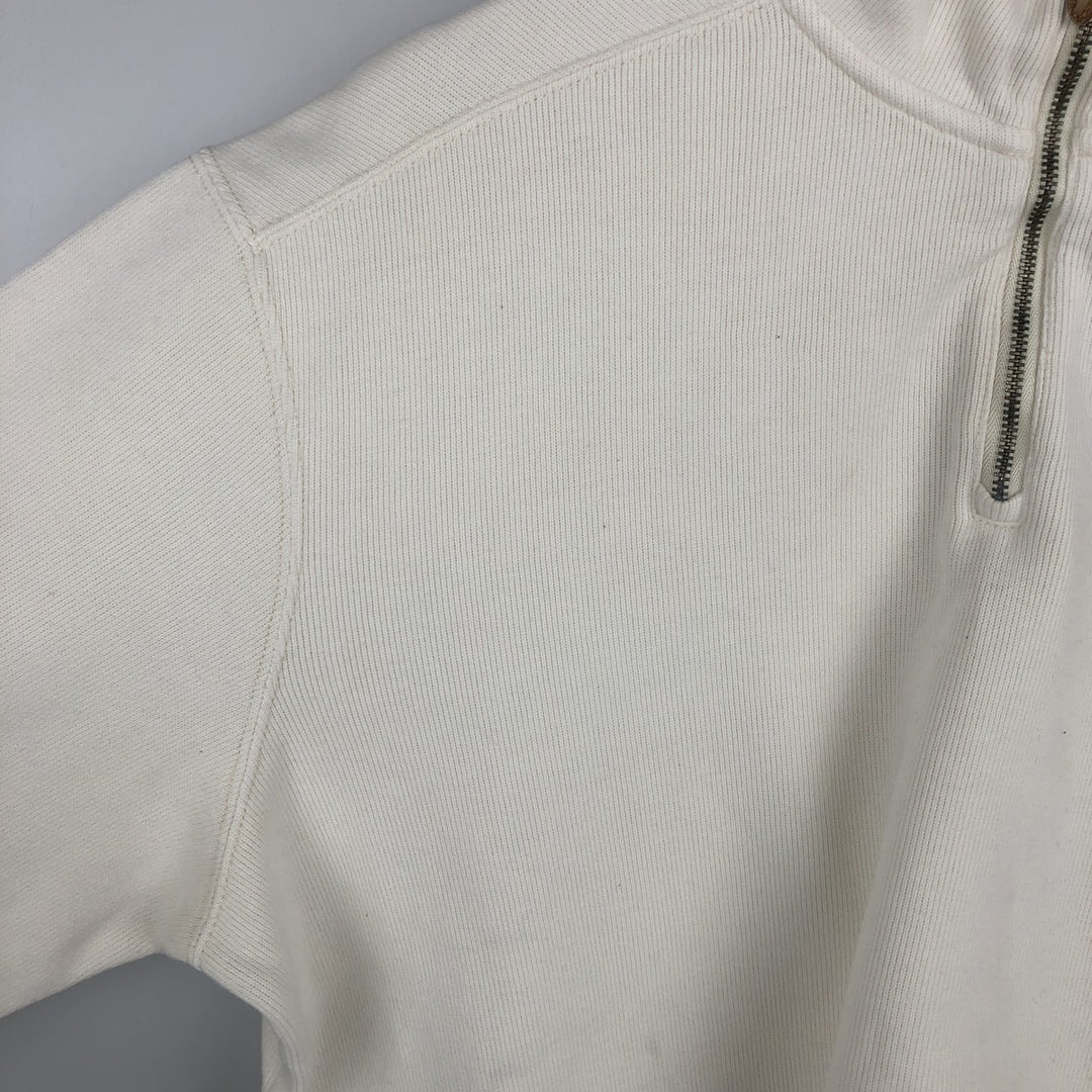 Ralph Lauren POLO by Ralph Lauren Half-Zip Sweatshirt, Men's Size L cotton pale white type Vintage Second Hand