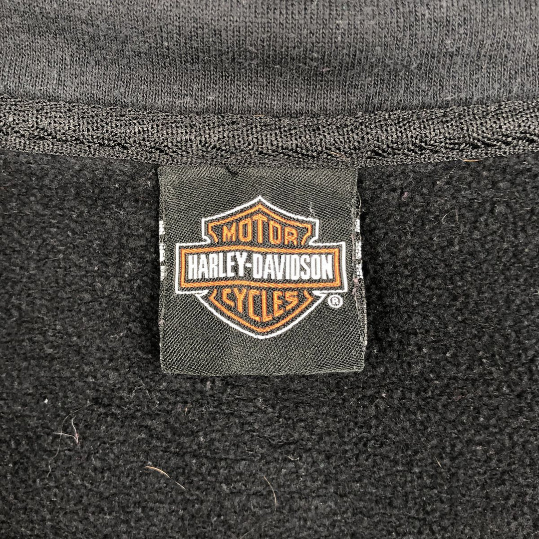 Harley-Davidson Eagle Pattern Skull Pattern Half-Zip Sweatshirt (Men's XL equivalent) cotton black type Vintage Second Hand