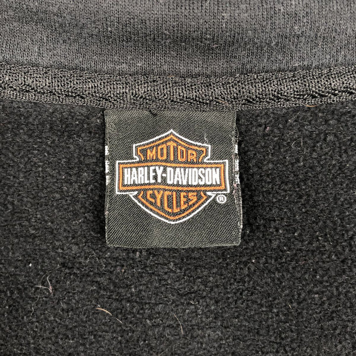 Harley-Davidson Eagle Pattern Skull Pattern Half-Zip Sweatshirt (Men's XL equivalent) cotton black type Vintage Second Hand