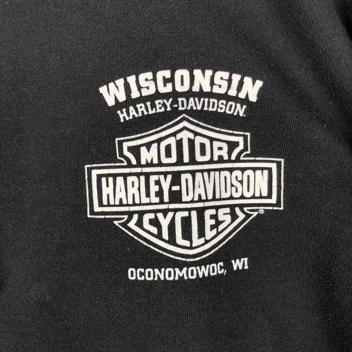 Harley-Davidson Eagle Pattern Skull Pattern Half-Zip Sweatshirt (Men's XL equivalent) cotton black type Vintage Second Hand