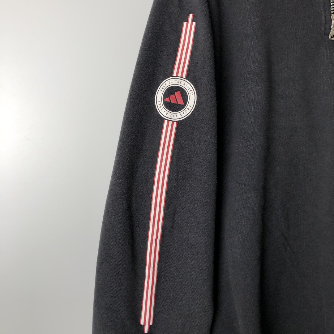 00'S Adidas Half-Zip Sweatshirt, Men's Size L cotton black type Vintage Second Hand