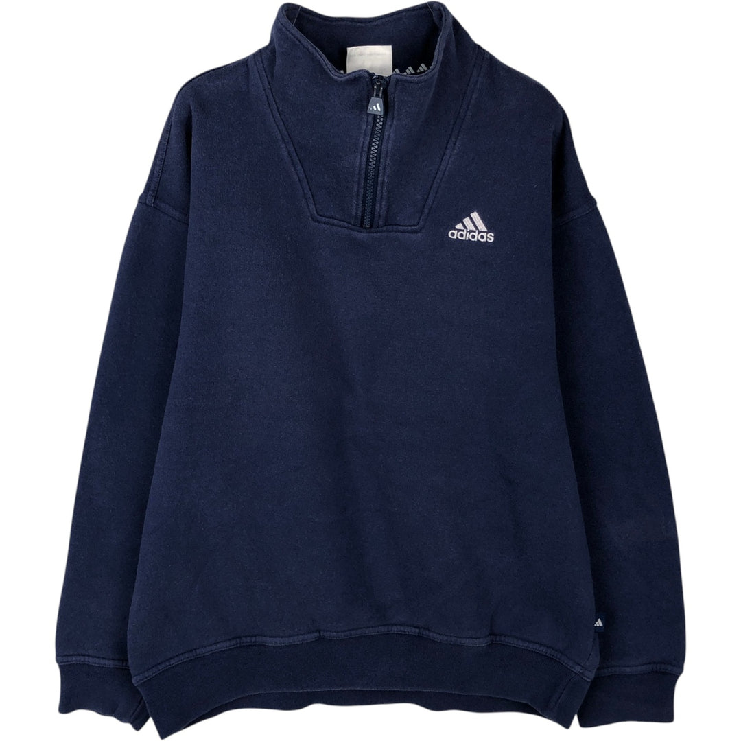 90s-00'S Adidas half-zip sweatshirt, men's size S (approx.) cotton navy blue type Vintage Second Hand