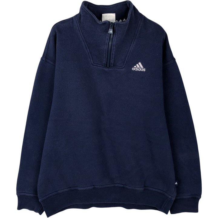 90s-00'S Adidas half-zip sweatshirt, men's size S (approx.) cotton navy blue type Vintage Second Hand