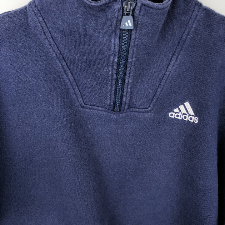 90s-00'S Adidas half-zip sweatshirt, men's size S (approx.) cotton navy blue type Vintage Second Hand