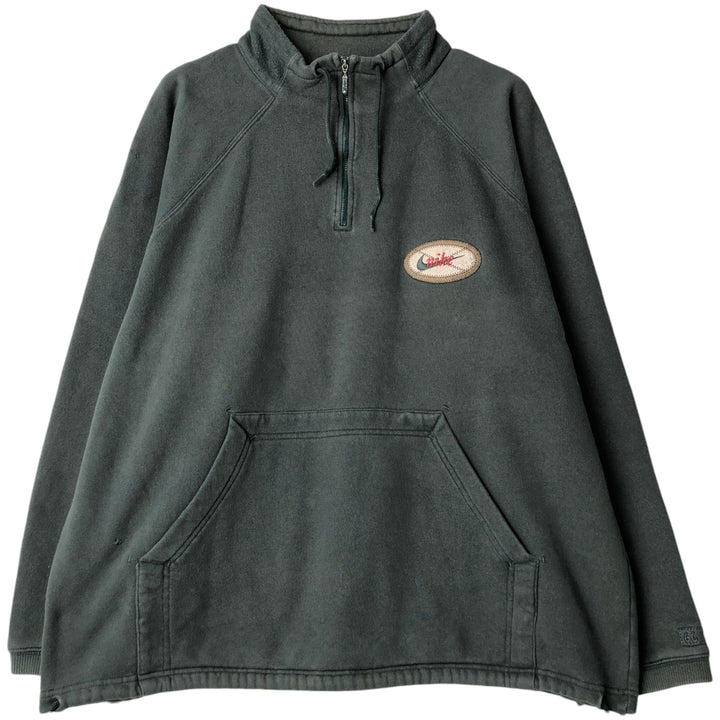 90'S Nike Half Zip Sweatshirt, Men's Size L, Vintage cotton Khaki type Vintage Second Hand