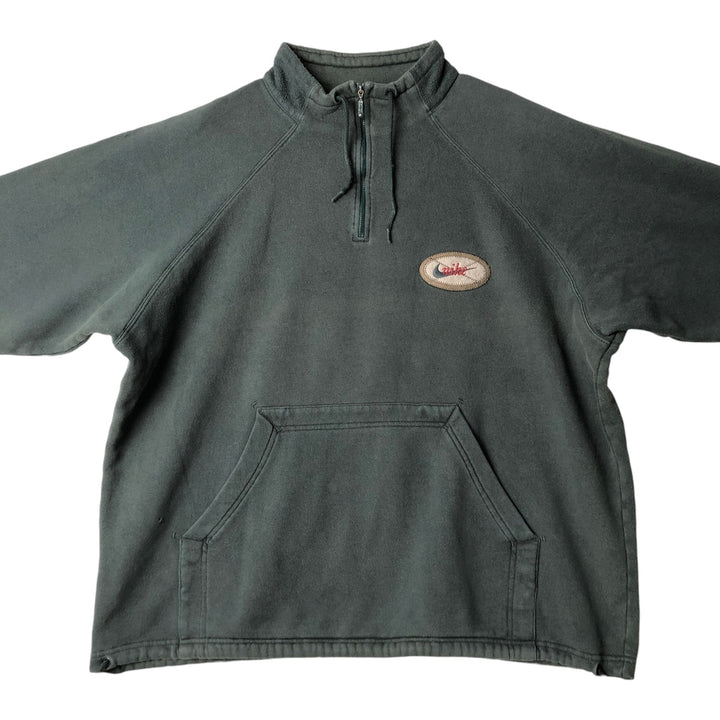 90'S Nike Half Zip Sweatshirt, Men's Size L, Vintage cotton Khaki type Vintage Second Hand