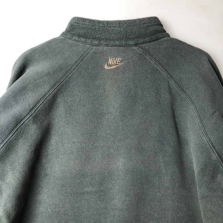 90'S Nike Half Zip Sweatshirt, Men's Size L, Vintage cotton Khaki type Vintage Second Hand