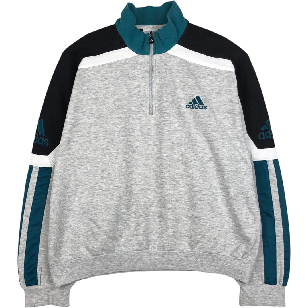 90s-00'S Adidas half-zip sweatshirt, men's size L (approx.) cotton gray type Vintage Second Hand