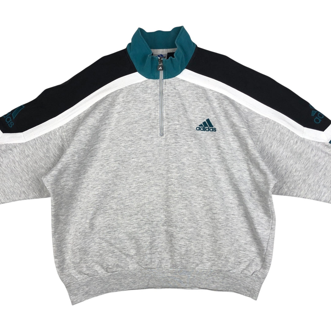 90s-00'S Adidas half-zip sweatshirt, men's size L (approx.) cotton gray type Vintage Second Hand