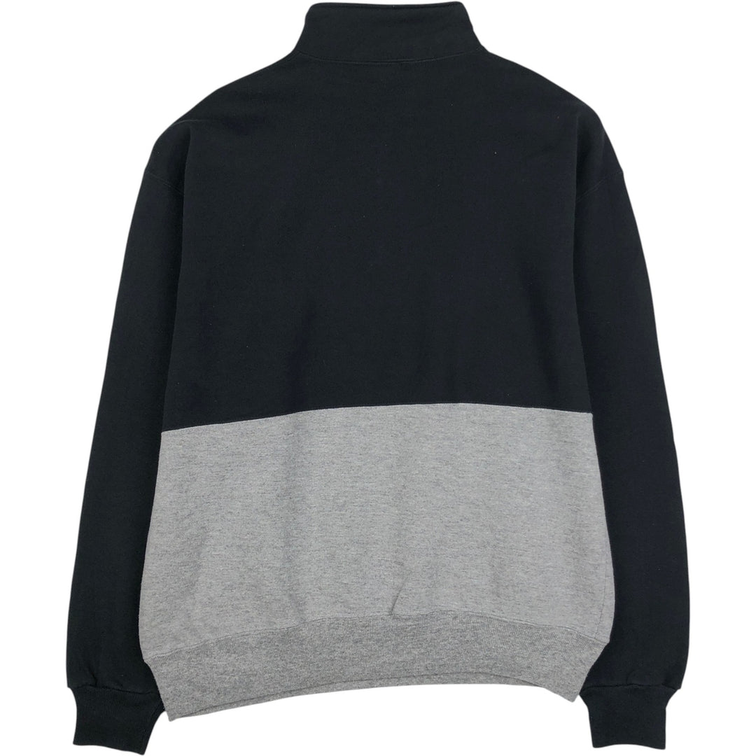 90'S Russell Two-Tone Half-Zip Sweatshirt, Made in USA, Men's XL (approx.), Vintage cotton black type Vintage Second Hand
