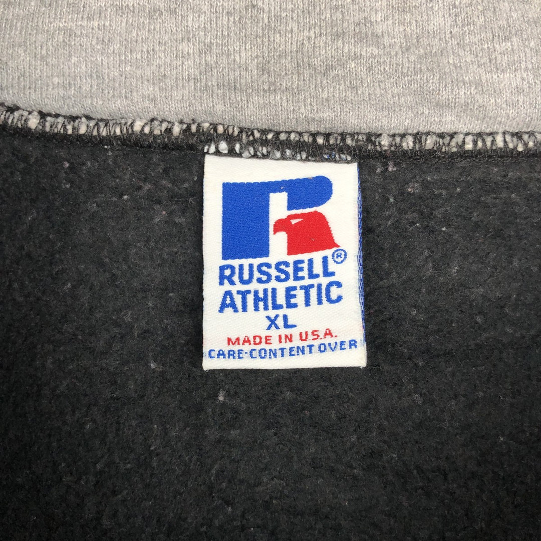 90'S Russell Two-Tone Half-Zip Sweatshirt, Made in USA, Men's XL (approx.), Vintage cotton black type Vintage Second Hand