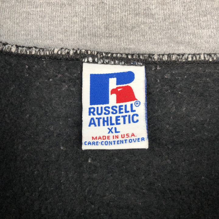 90'S Russell Two-Tone Half-Zip Sweatshirt, Made in USA, Men's XL (approx.), Vintage cotton black type Vintage Second Hand