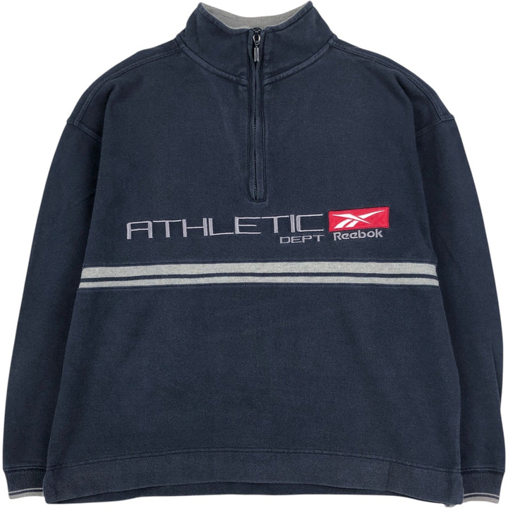 ~2000'S Reebok pique half-zip sweatshirt, men's size XS equivalent. cotton navy blue type Vintage Second Hand