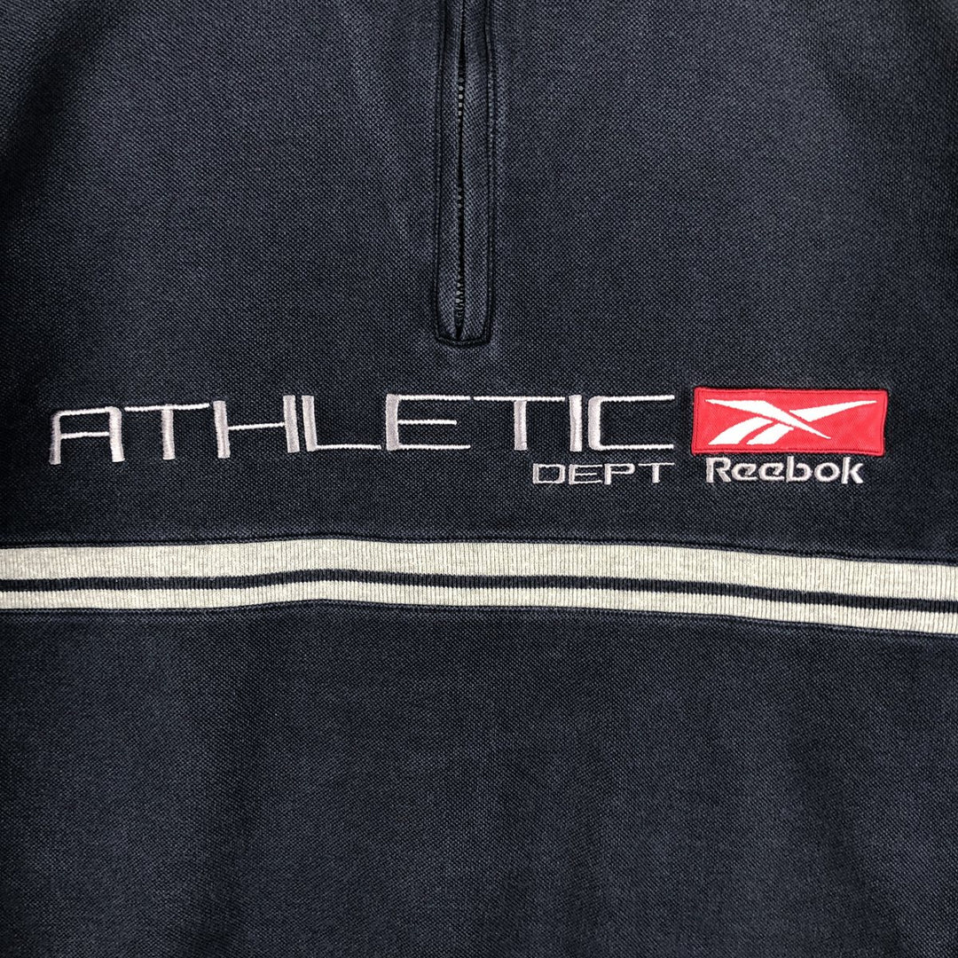 ~2000'S Reebok pique half-zip sweatshirt, men's size XS equivalent. cotton navy blue type Vintage Second Hand