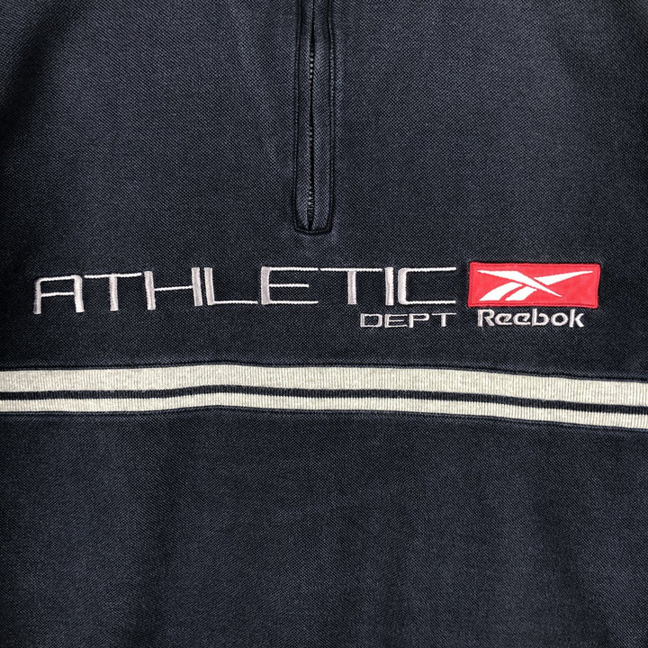 ~2000'S Reebok pique half-zip sweatshirt, men's size XS equivalent. cotton navy blue type Vintage Second Hand