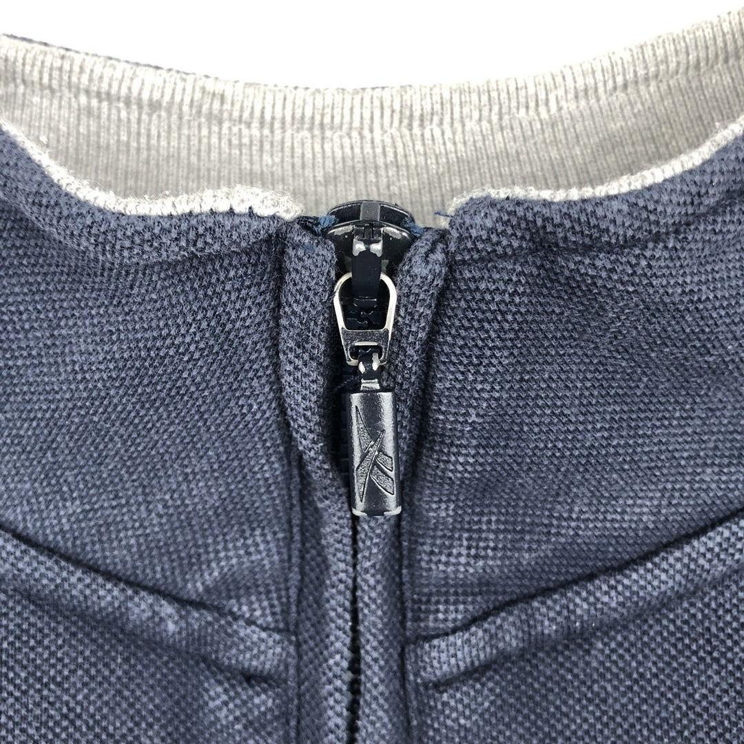 ~2000'S Reebok pique half-zip sweatshirt, men's size XS equivalent. cotton navy blue type Vintage Second Hand