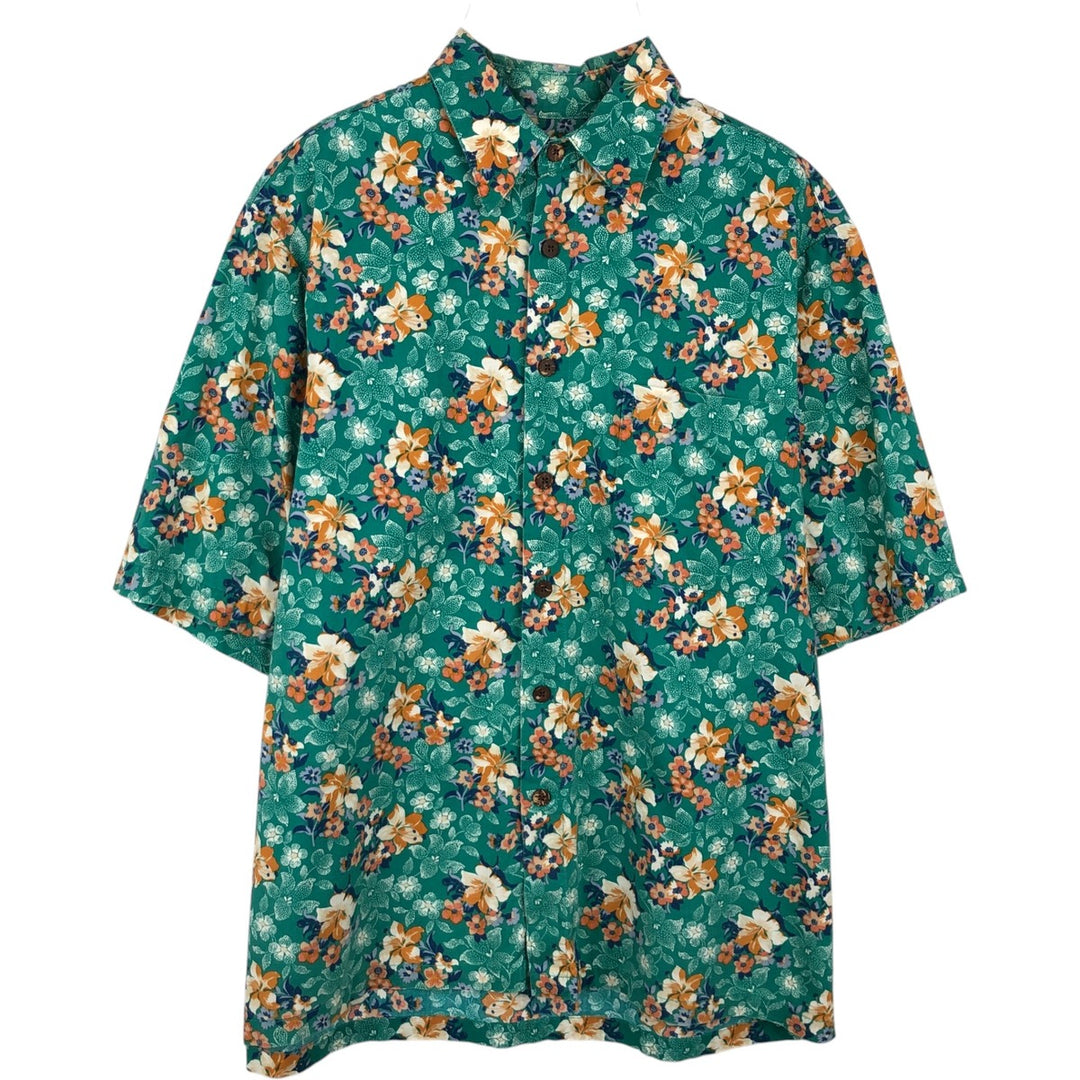 Reyn Spooner Joe Kealoha's all-over floral Hawaiian aloha shirt, boxy style, men's size M. unclear green type Vintage Second Hand