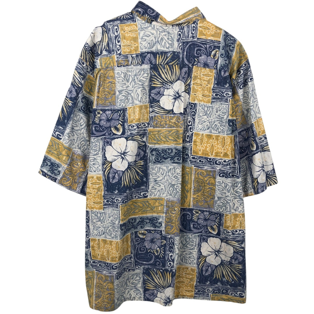 Vintage Reyn Spooner Aloha Shirt from the 80s-90s, featuring a Diamond Head tag and an all-over hibiscus pattern, men's size XL equivalent. cotton blue type Vintage Second Hand