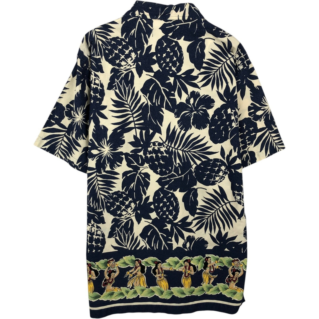 Ralph Lauren CHAPS all-over print Hawaiian Aloha shirt, boxy style, men's size M. cotton pale white type Vintage Second Hand