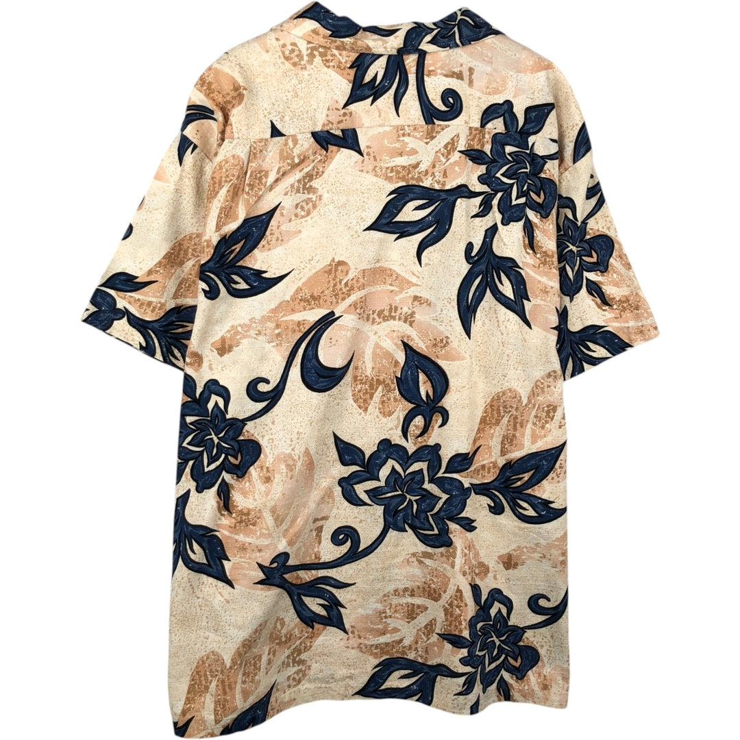 Robert J. Clancey Ltd. All-over Hibiscus Pattern Hawaiian Aloha Shirt, Boxy Shirt, Made in Hawaii, Men's XXL equivalent. cotton Beige type Vintage Second Hand