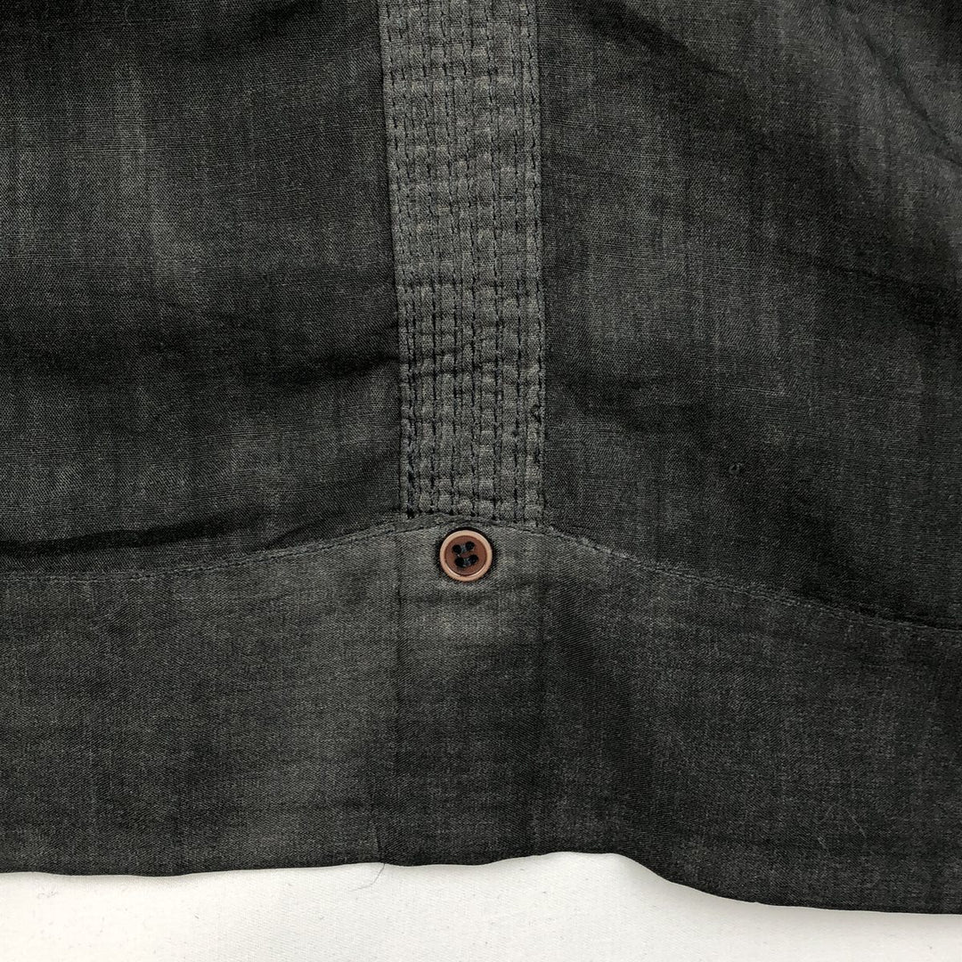 80s-90'S GUAYABERA Short-Sleeve Open-Collar Mexican Shirt / Cuban Shirt / Boxy Shirt / Men's XL Equivalent / Vintage polyester black type Vintage Second Hand