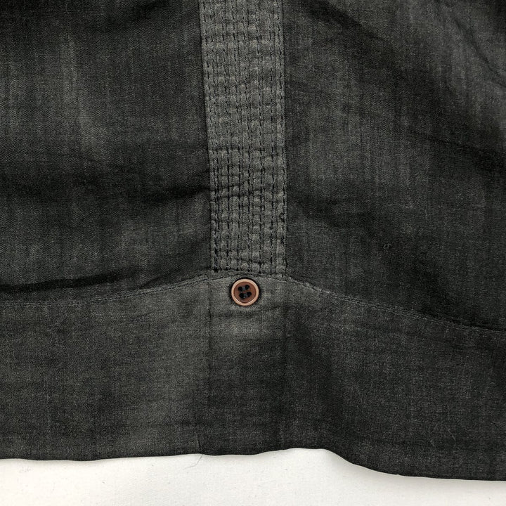 80s-90'S GUAYABERA Short-Sleeve Open-Collar Mexican Shirt / Cuban Shirt / Boxy Shirt / Men's XL Equivalent / Vintage polyester black type Vintage Second Hand