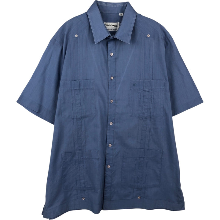 Pierre Cardin Short-Sleeve Mexican Shirt / Cuban Shirt / Men's Size XL (Equivalent) / Boxy Shirt polyester blue type Vintage Second Hand