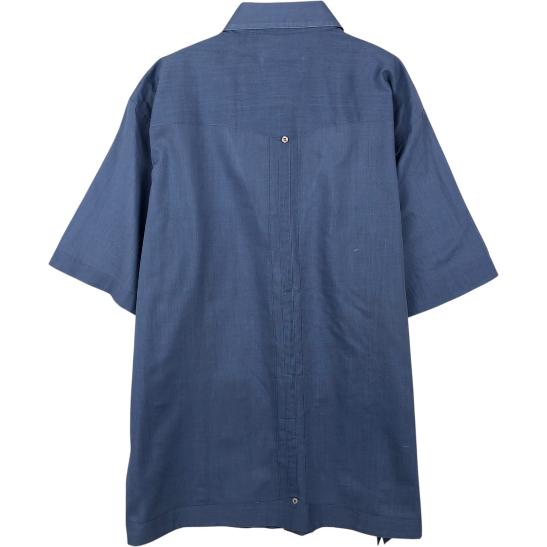Pierre Cardin Short-Sleeve Mexican Shirt / Cuban Shirt / Men's Size XL (Equivalent) / Boxy Shirt polyester blue type Vintage Second Hand