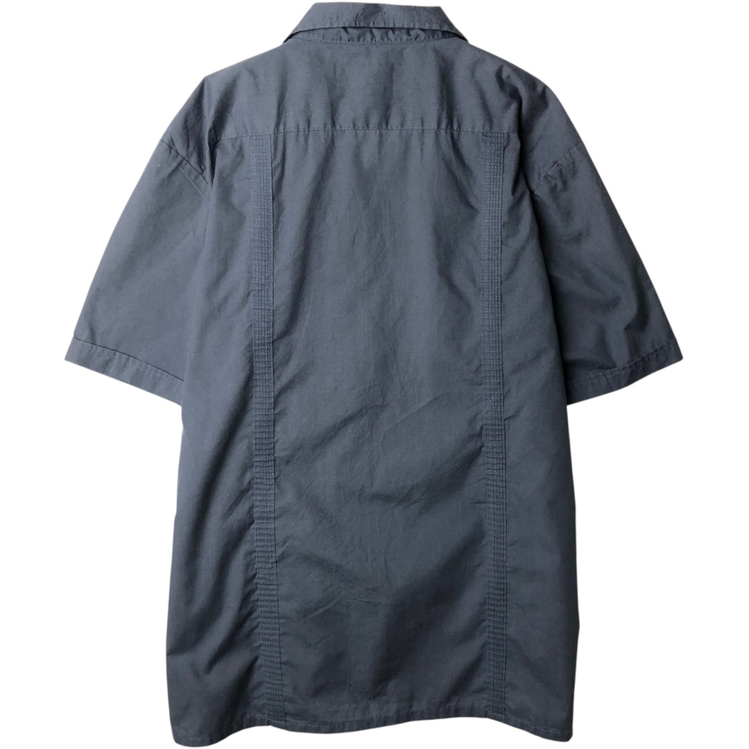 OMEGA fashion Short-sleeved open-collar Mexican shirt, Cuban shirt, boxy shirt, men's size XL. cotton navy blue type Vintage Second Hand