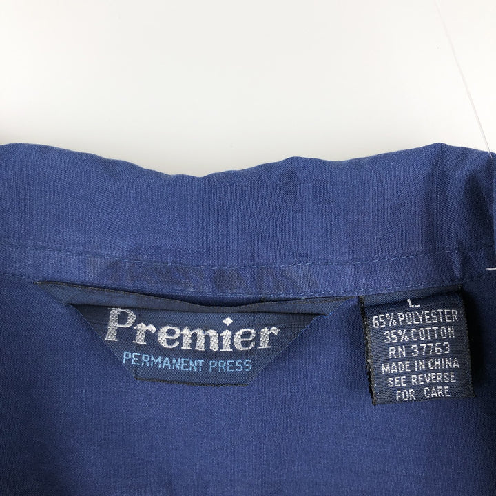 Premier Short Sleeve Open Collar Mexican Shirt Cuban Shirt Box Shirt Men's Size L polyester blue type Vintage Second Hand