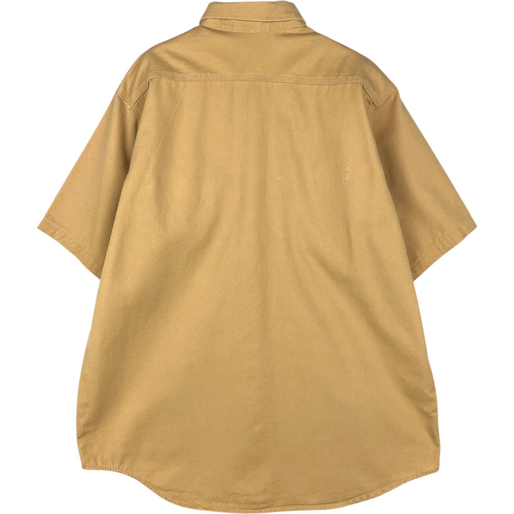 Carhartt button-down short-sleeve work shirt, made in the USA, men's size L equivalent. cotton Beige type Vintage Second Hand