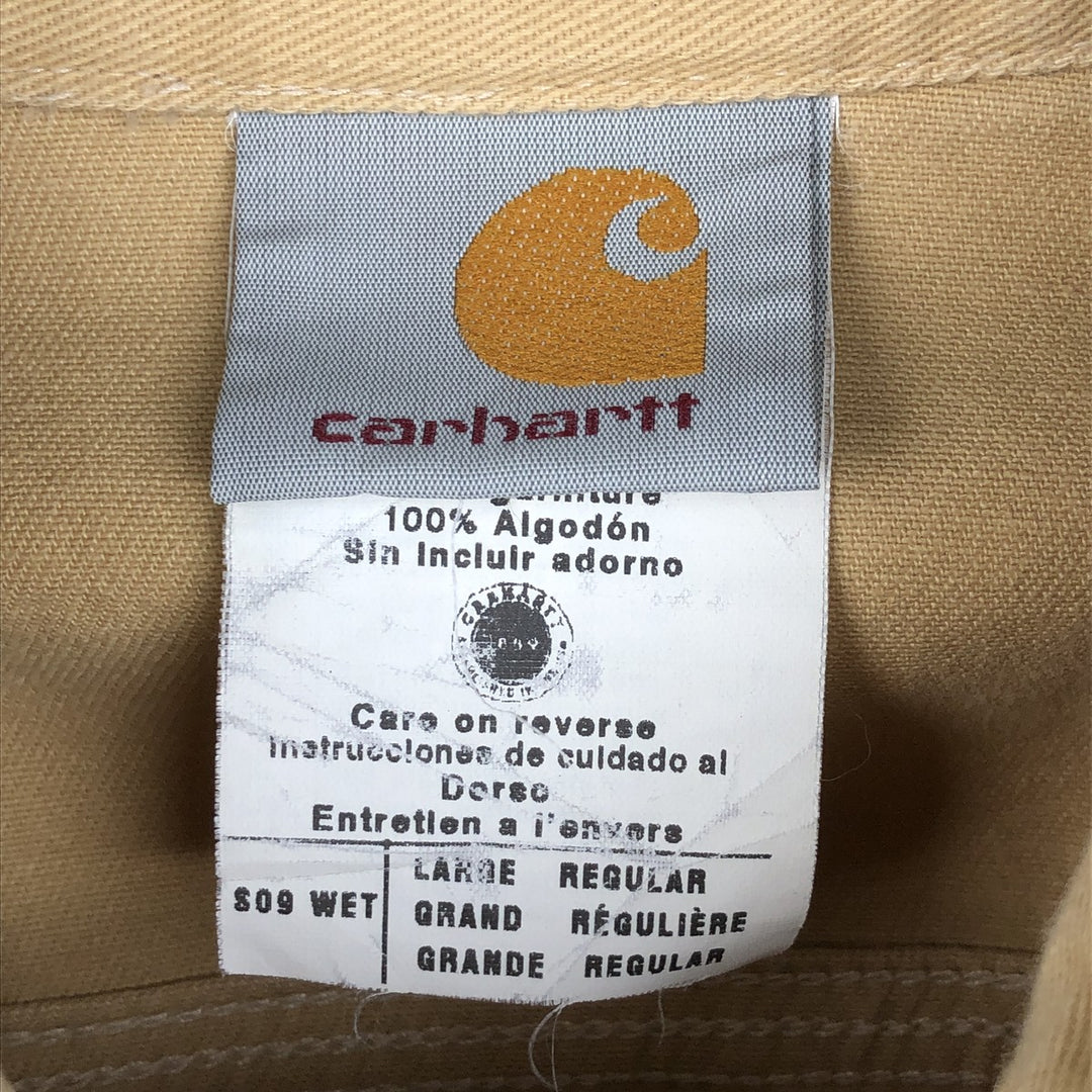 Carhartt button-down short-sleeve work shirt, made in the USA, men's size L equivalent. cotton Beige type Vintage Second Hand