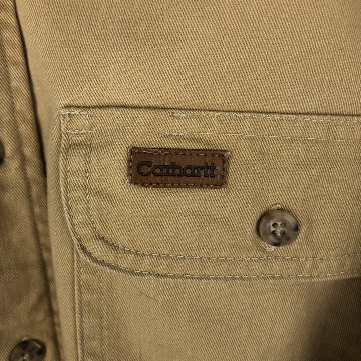 Carhartt button-down short-sleeve work shirt, made in the USA, men's size L equivalent. cotton Beige type Vintage Second Hand