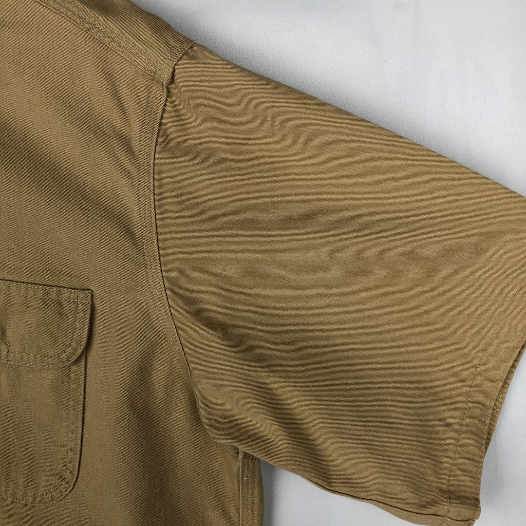 Carhartt button-down short-sleeve work shirt, made in the USA, men's size L equivalent. cotton Beige type Vintage Second Hand