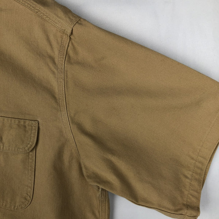 Carhartt button-down short-sleeve work shirt, made in the USA, men's size L equivalent. cotton Beige type Vintage Second Hand