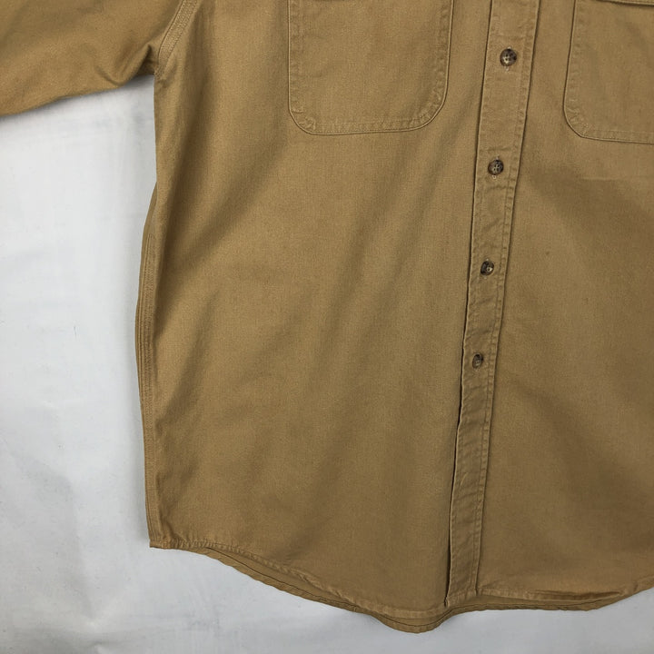 Carhartt button-down short-sleeve work shirt, made in the USA, men's size L equivalent. cotton Beige type Vintage Second Hand
