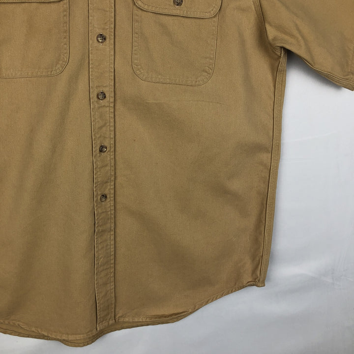 Carhartt button-down short-sleeve work shirt, made in the USA, men's size L equivalent. cotton Beige type Vintage Second Hand