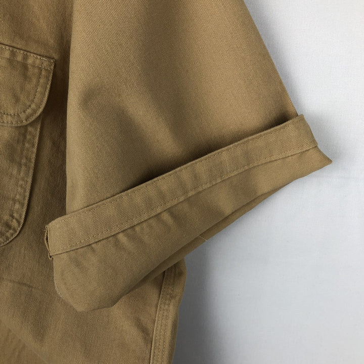 Carhartt button-down short-sleeve work shirt, made in the USA, men's size L equivalent. cotton Beige type Vintage Second Hand
