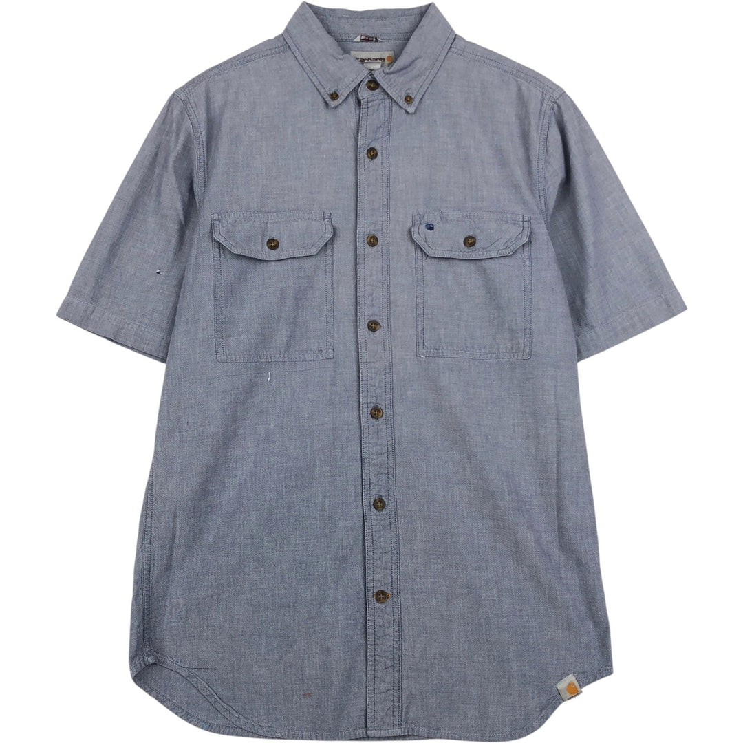 Carhartt Relaxed Fit Short Sleeve Work Shirt, Men's Size Medium cotton navy blue type Vintage Second Hand