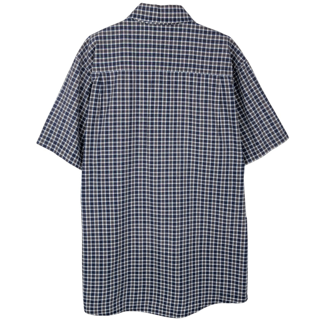 Carhartt Check Pattern Short Sleeve Work Shirt, Men's Size L cotton navy blue type Vintage Second Hand