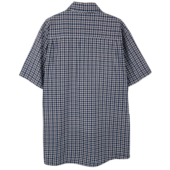 Carhartt Check Pattern Short Sleeve Work Shirt, Men's Size L cotton navy blue type Vintage Second Hand