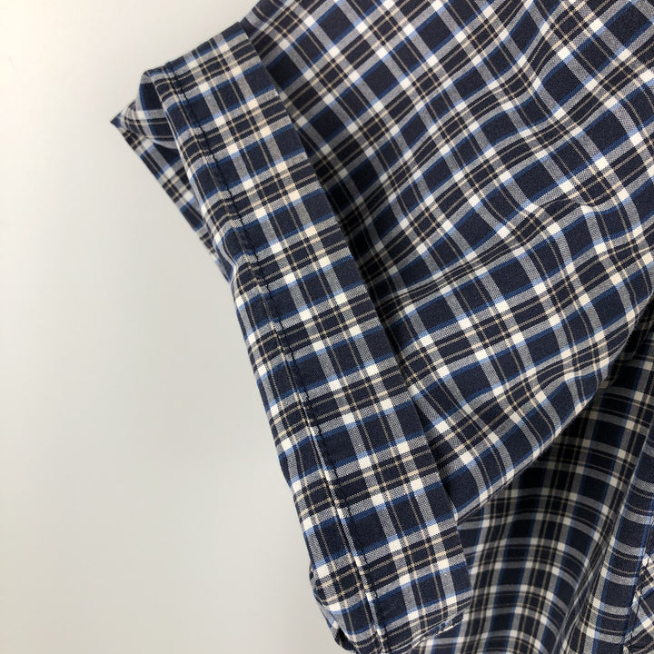 Carhartt Check Pattern Short Sleeve Work Shirt, Men's Size L cotton navy blue type Vintage Second Hand