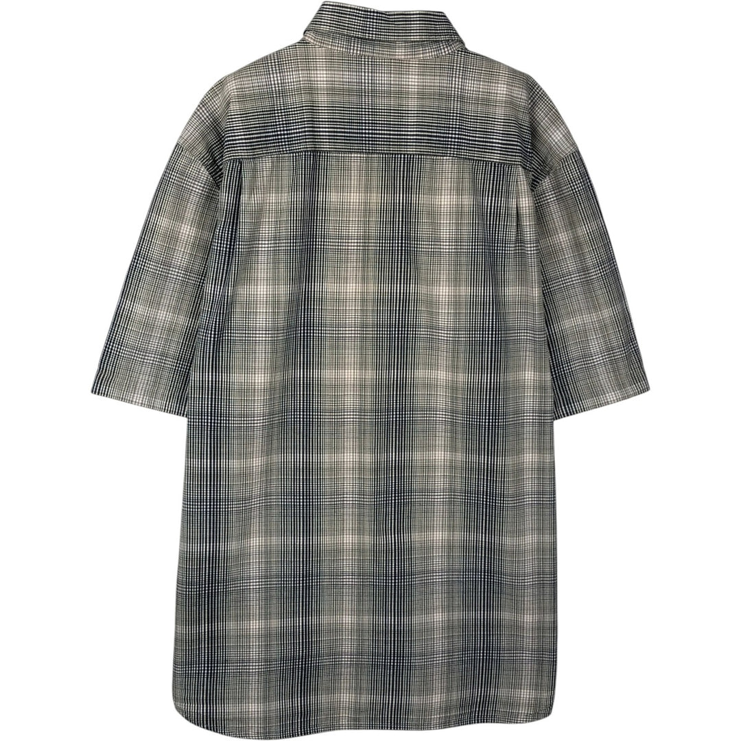 Carhartt RELAXED FIT Check Pattern Button-down Short Sleeve Work Shirt, Men's XL cotton navy blue type Vintage Second Hand