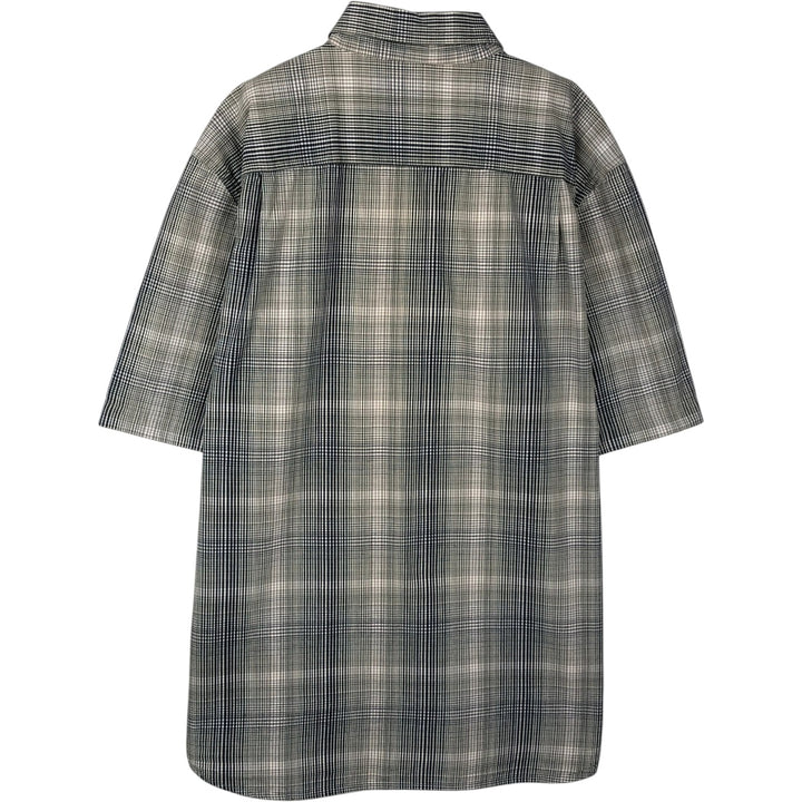 Carhartt RELAXED FIT Check Pattern Button-down Short Sleeve Work Shirt, Men's XL cotton navy blue type Vintage Second Hand