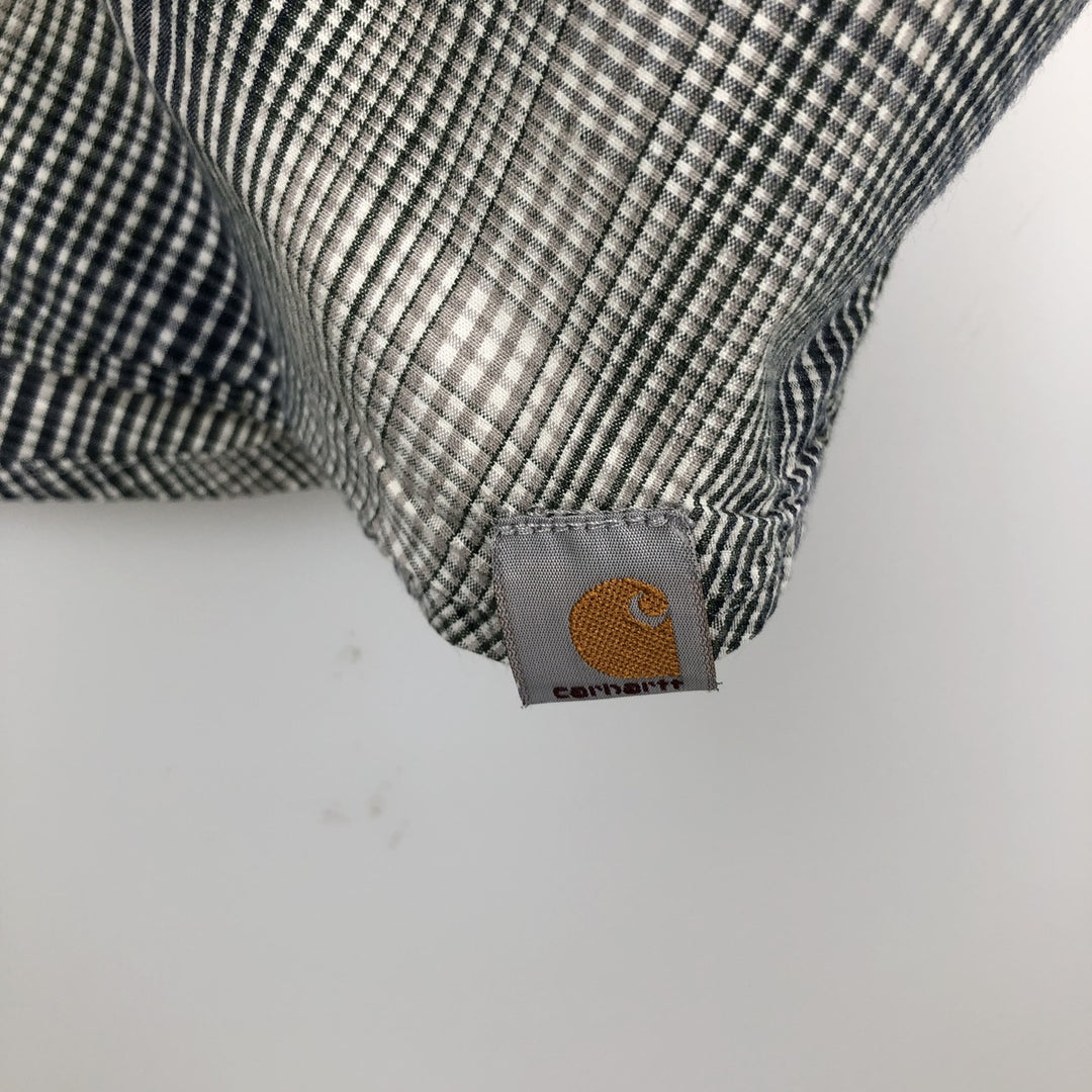 Carhartt RELAXED FIT Check Pattern Button-down Short Sleeve Work Shirt, Men's XL cotton navy blue type Vintage Second Hand