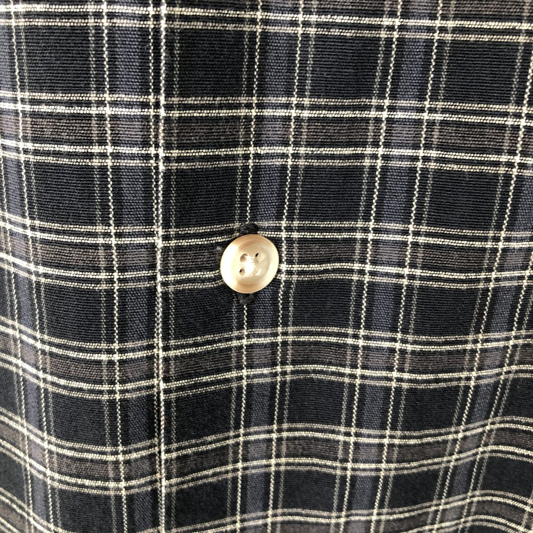 Dickies Check Pattern Open Collar Short Sleeve Work Shirt Box Shirt Men's XL cotton navy blue type Vintage Second Hand