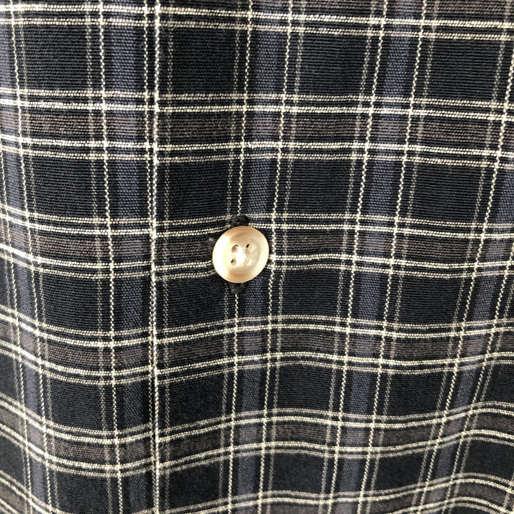 Dickies Check Pattern Open Collar Short Sleeve Work Shirt Box Shirt Men's XL cotton navy blue type Vintage Second Hand
